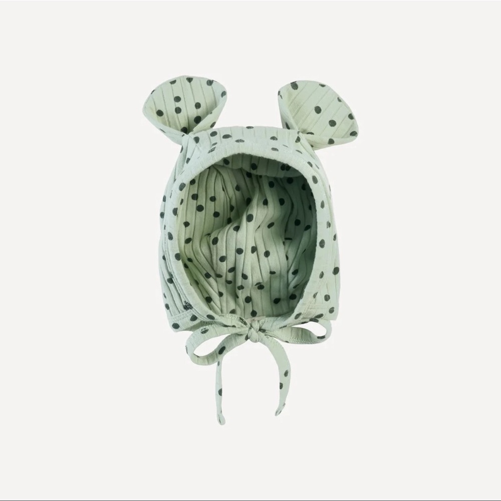 Kate Quinn bear hat | thyme dot | organic cotton wide rib - 6-12m & 12-18m, NWT